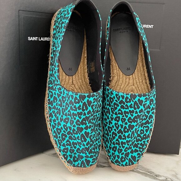 YSL Saint Laurent 605951 Men's Blue Fabric Olona Stampa Espadrille Shoes, 41, 44 - Picture 4 of 14